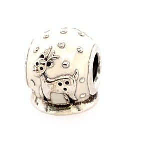 Pandora reindeer, charm, white